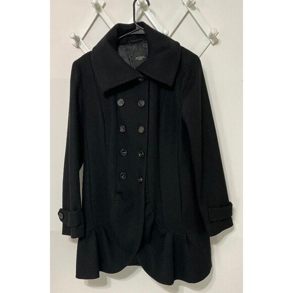 Weekend Max Mara Jackets & Blazers - Max Mara Weekend Black Virgin Wool Coat Women's 10 Double Breast Peacoat Ukraine